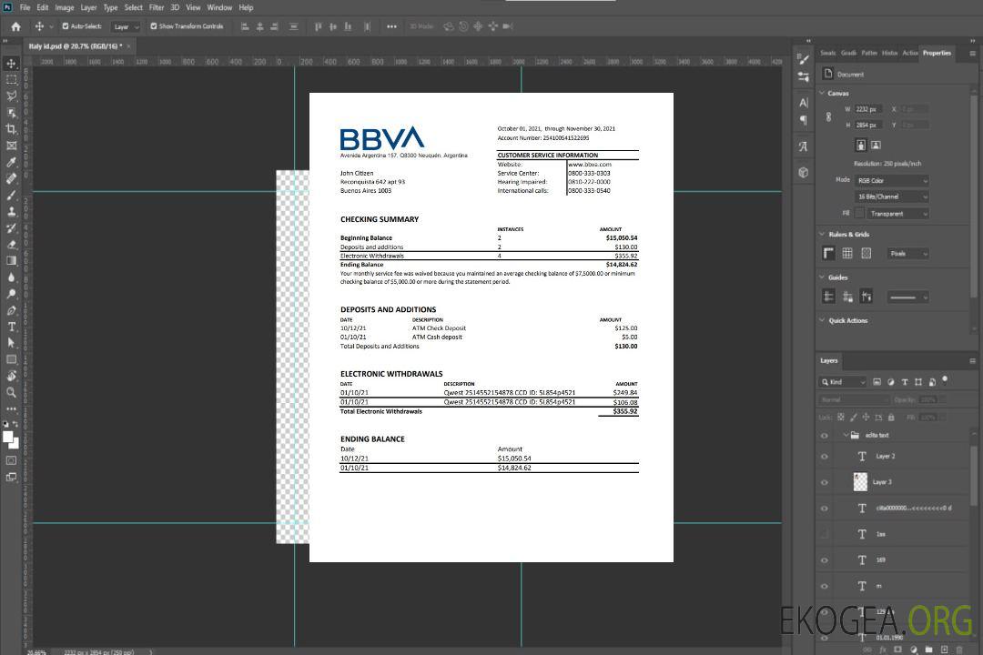Argentine BBVA Bank Excel template Argentine BBVA Bank Excel template